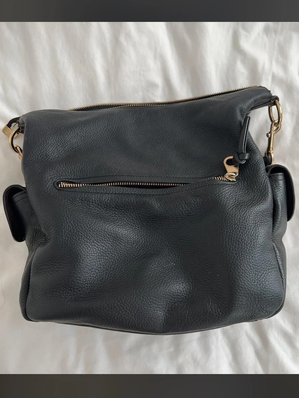 Coach Pennie Black Pebbled Leather Hobo Shoulder Bag with Gold Hardware